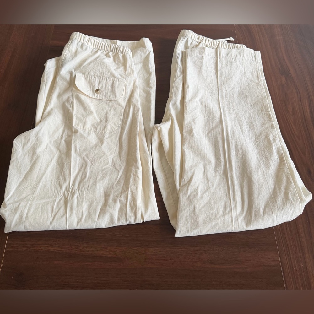 bundle of 2 Alan Stuart women cream cotton casual pants size M - Picture 8 of 8